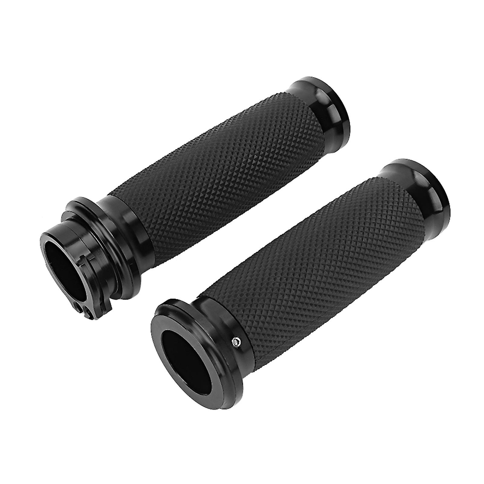 1 Pair Universal Motorcycle 25mm Handgrip Aluminum+rubber Anti Slip Handlebar Grip Cover(black)