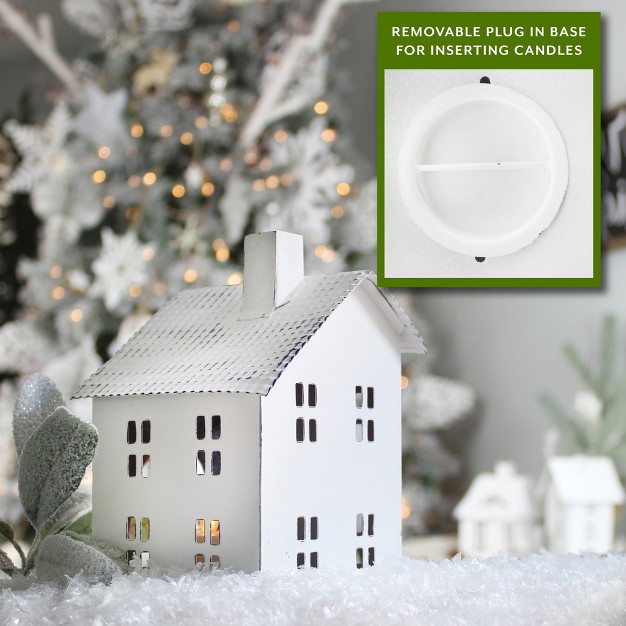 Auldhome Design farmhouse Decor Tin Village Houses White Set Of 3