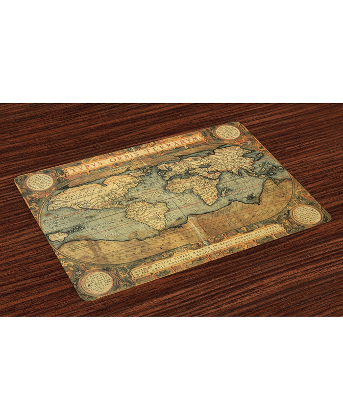 Ambesonne World Map Place Mats Set of 4