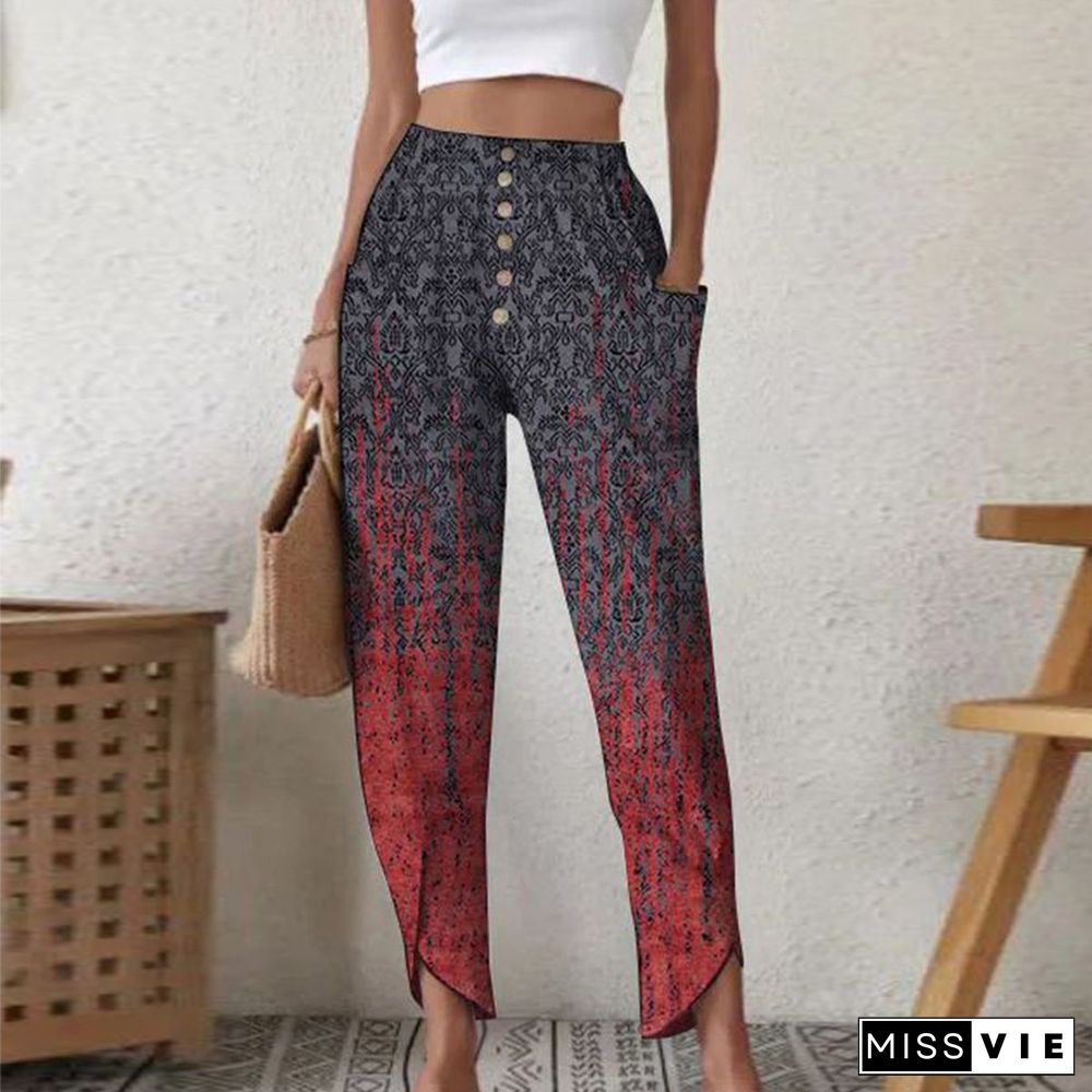 Burgundy Side Pocket Elastic Waist Pants