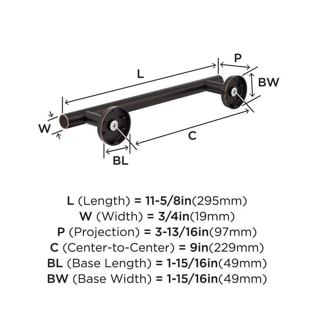 Amerock Arrondi 9 in. (229 mm) L Towel Bar in Oil Rubbed Bronze BH26546ORB