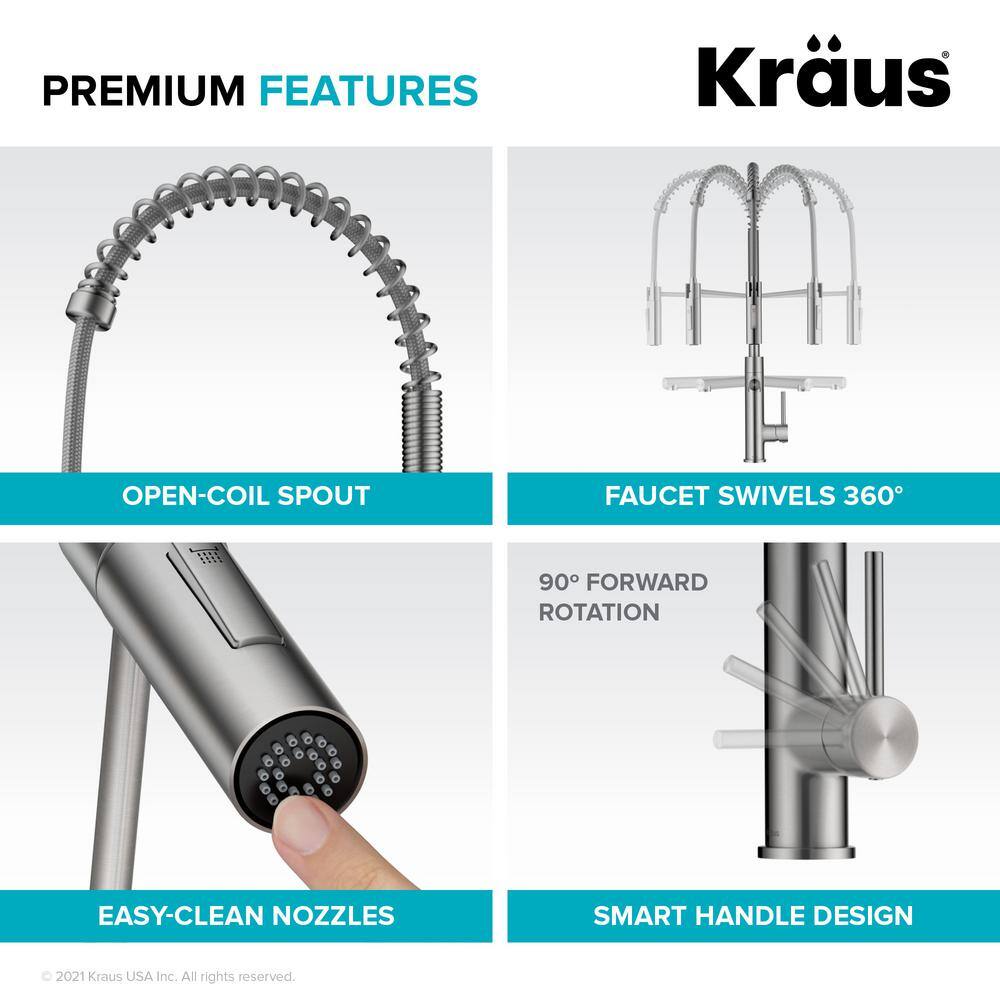 KRAUS Artec Pro Pull-Down Single Handle Kitchen Faucet with Pot Filler in Matte Black  Spot Free Black Stainless Steel KPF-1604MBSFSB