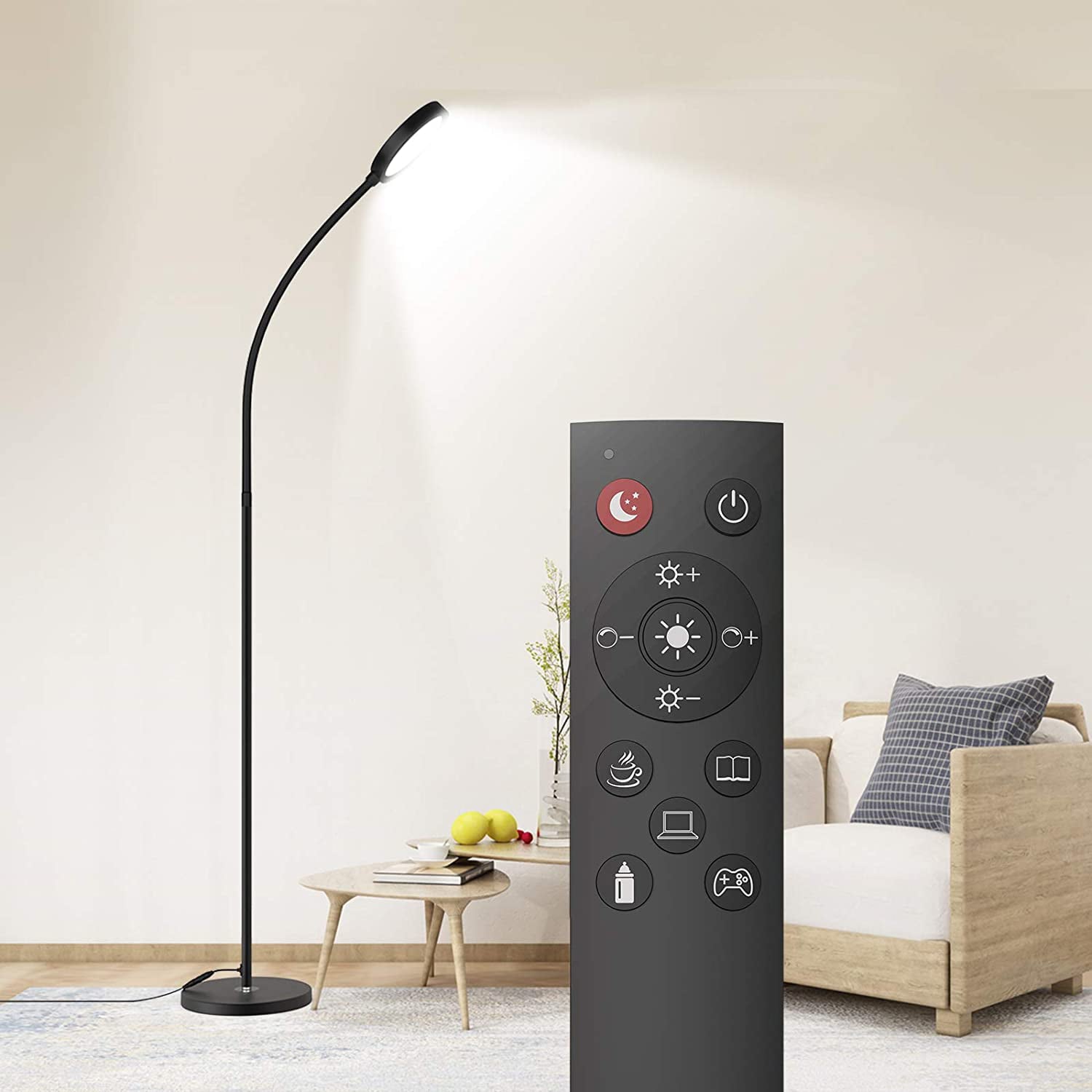 Dodocool Floor Lamp with Remote, 2500K-6000K 4 Color Temperatures Standing Lamp with Stepless Dimmer for Living Room, Bedroom, Office & Reading Room