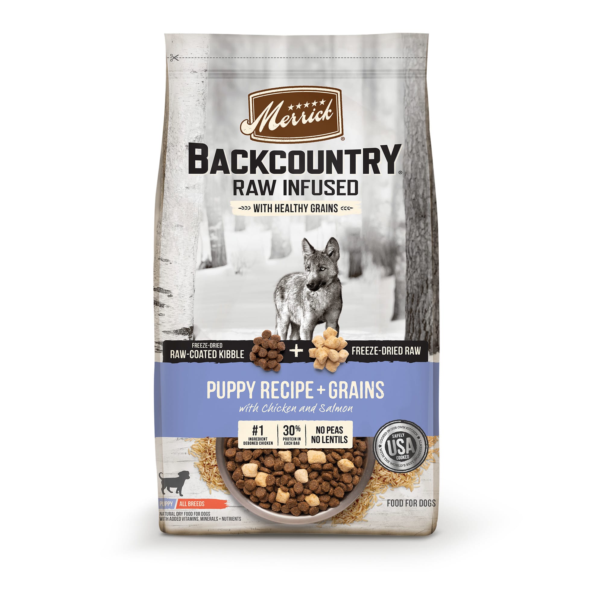 Merrick Backcountry Freeze Dried Raw Infused Puppy Recipe with Healthy Grains Dry Dog Food， 10 lbs.