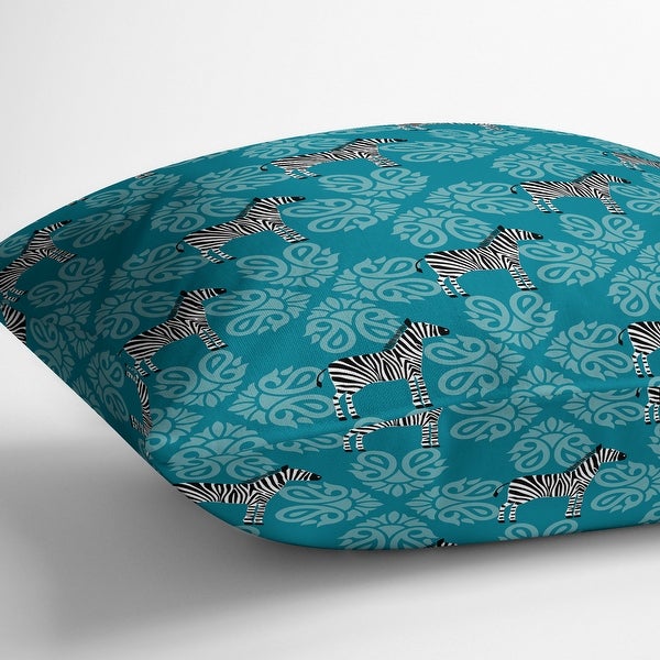 ZEBRA HERD BLUE Indoor|Outdoor Pillow By Kavka Designs