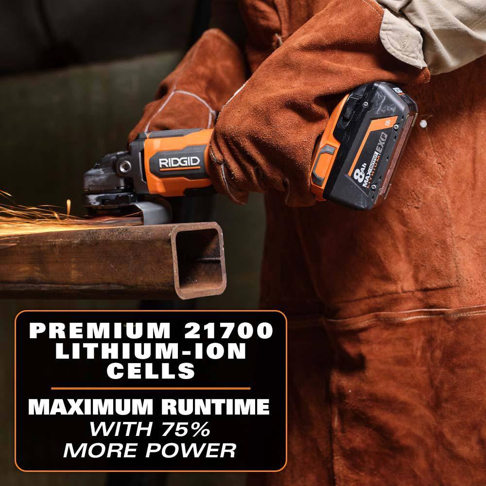 RIDGID 18V 8.0 Ah MAX Output EXP Lithium-Ion Battery with 6.0 Ah 4.0 Ah and 2.0 Ah MAX Output Batteries AC840080-AC840060-AC840040-AC840020