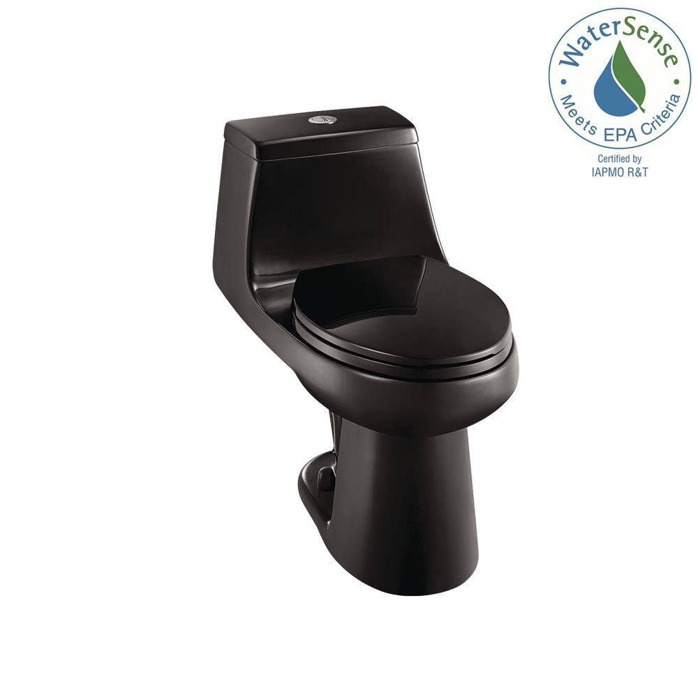 Glacier Bay 1-Piece 1.1 GPF1.6 GPF High Efficiency Dual Flush Elongated All-in-One Toilet in Black N2420-BLK