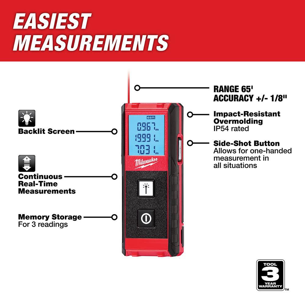 MW 65 Ft. Laser Distance Meter 48-22-9801 from MW