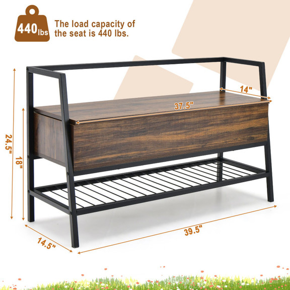 Costway 75198642 Industrial Shoe Bench with Storag...