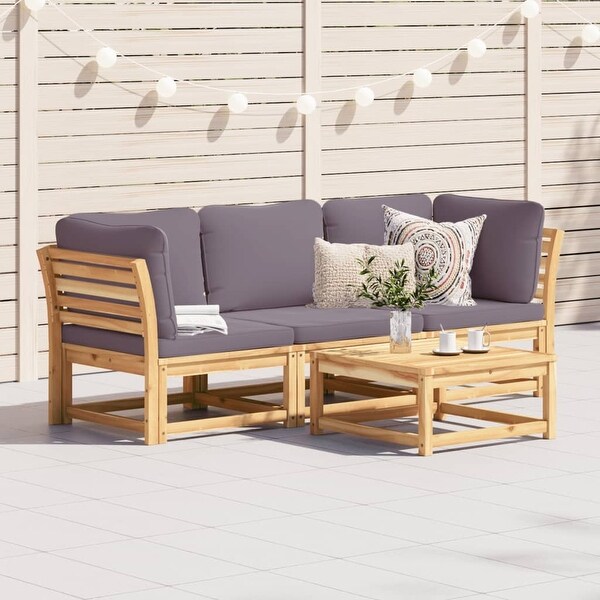 vidaXL Patio Sofa with Cushions 2Seater Outdoor Loveseat Solid Wood Acacia