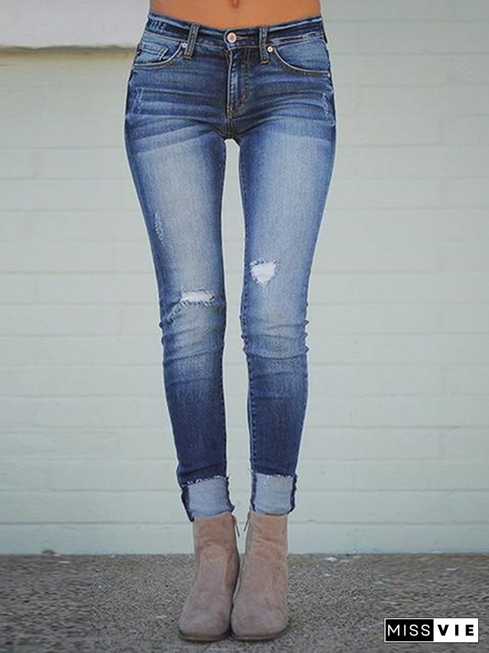 Cuffed Skinny Fit Jeans