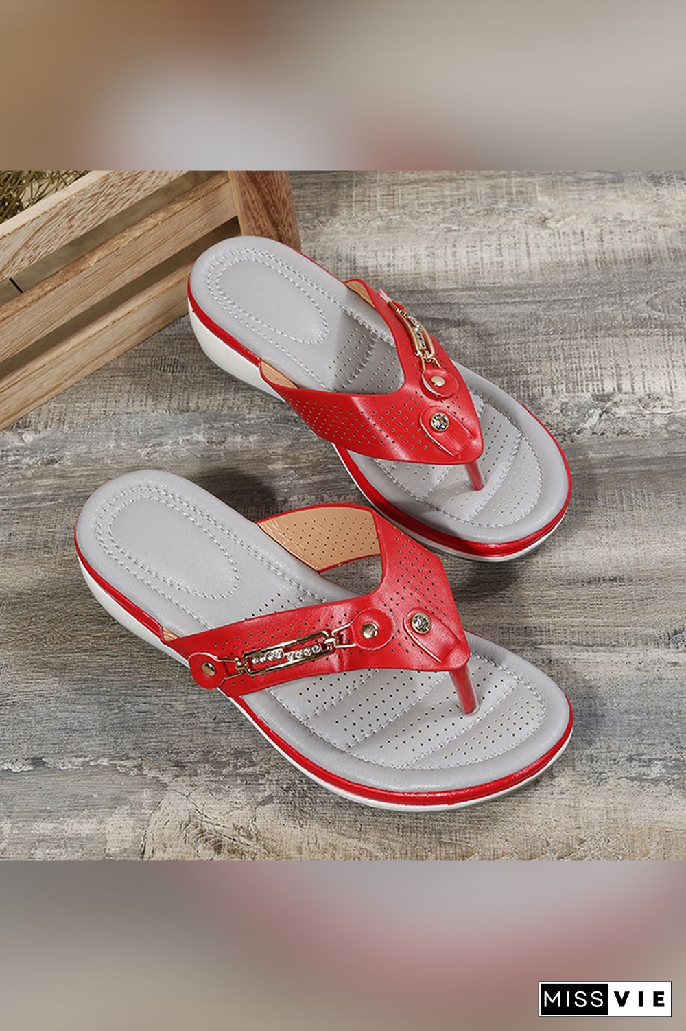 Rhinestone Metal Buckle Hollow Out Sandals Wholesale