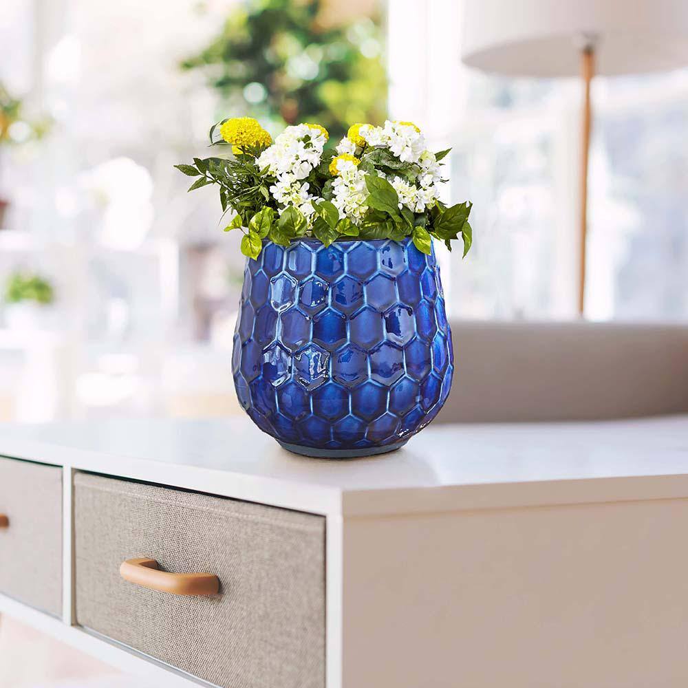 Southern Patio Honeycomb Medium 8 in. Dia 5 qt. Cobalt Blue Ceramic Indoor Pot (2-Pack) CRM-047087P2