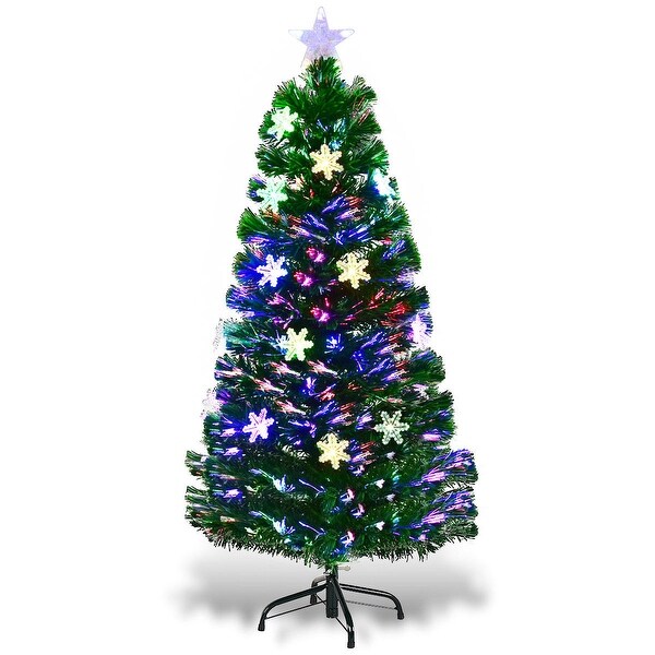 Costway 4FT PreLit Fiber Optic Christmas Tree Multicolor Lights