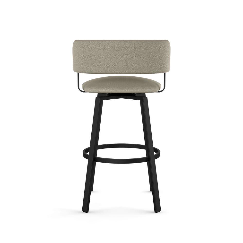 Amisco Stinson 26 in. Greige LeatherBlack Metal Counter Stool 41545-26WE1B25GTF4