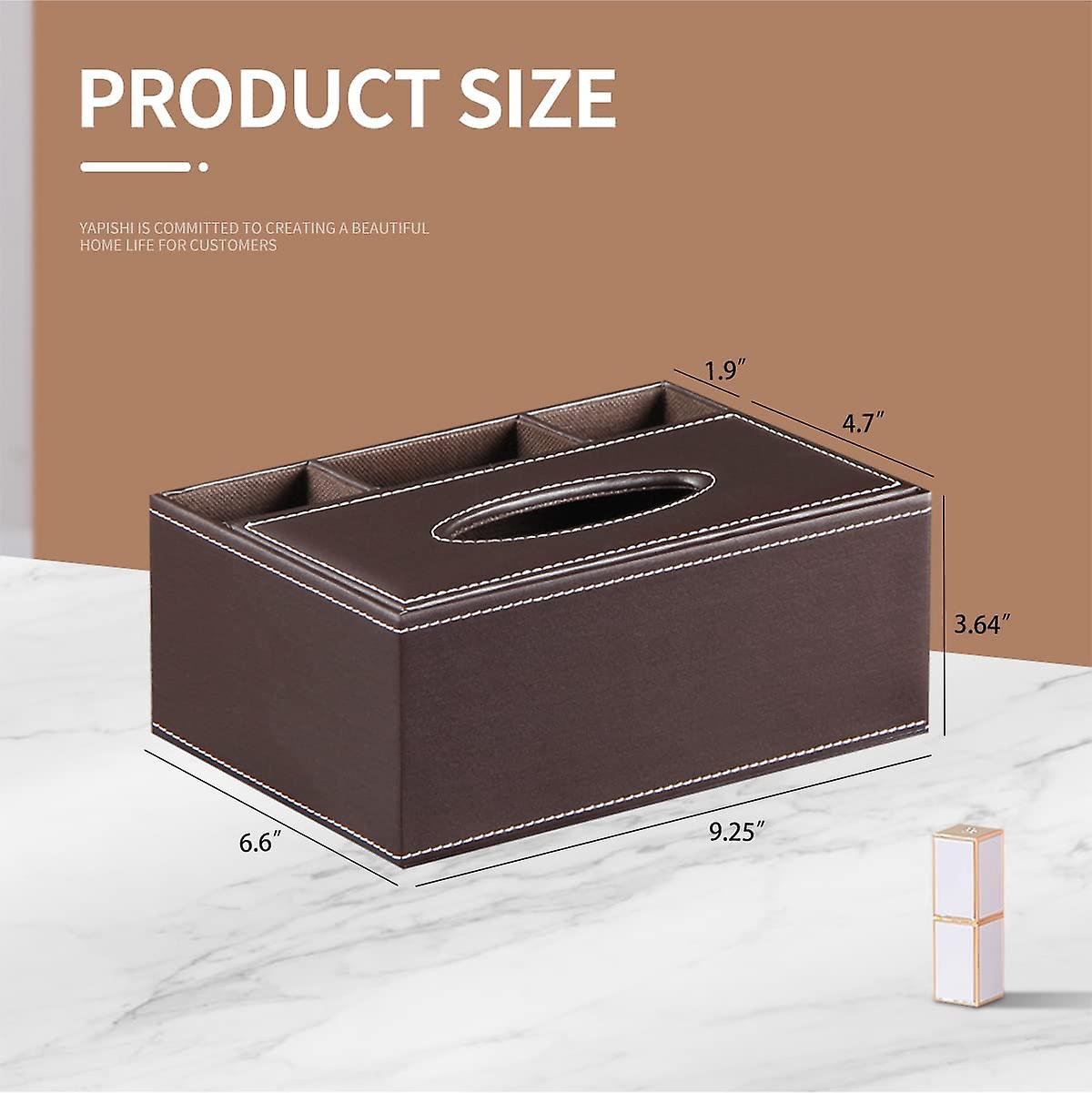 Tissue Box Cover Holder， Pu Leather Multifunctional Nightstand Organizer For Bathroom/ Bedroom/ Living Room， Rectangular Nakpkin Pumping Dryer Sheet D