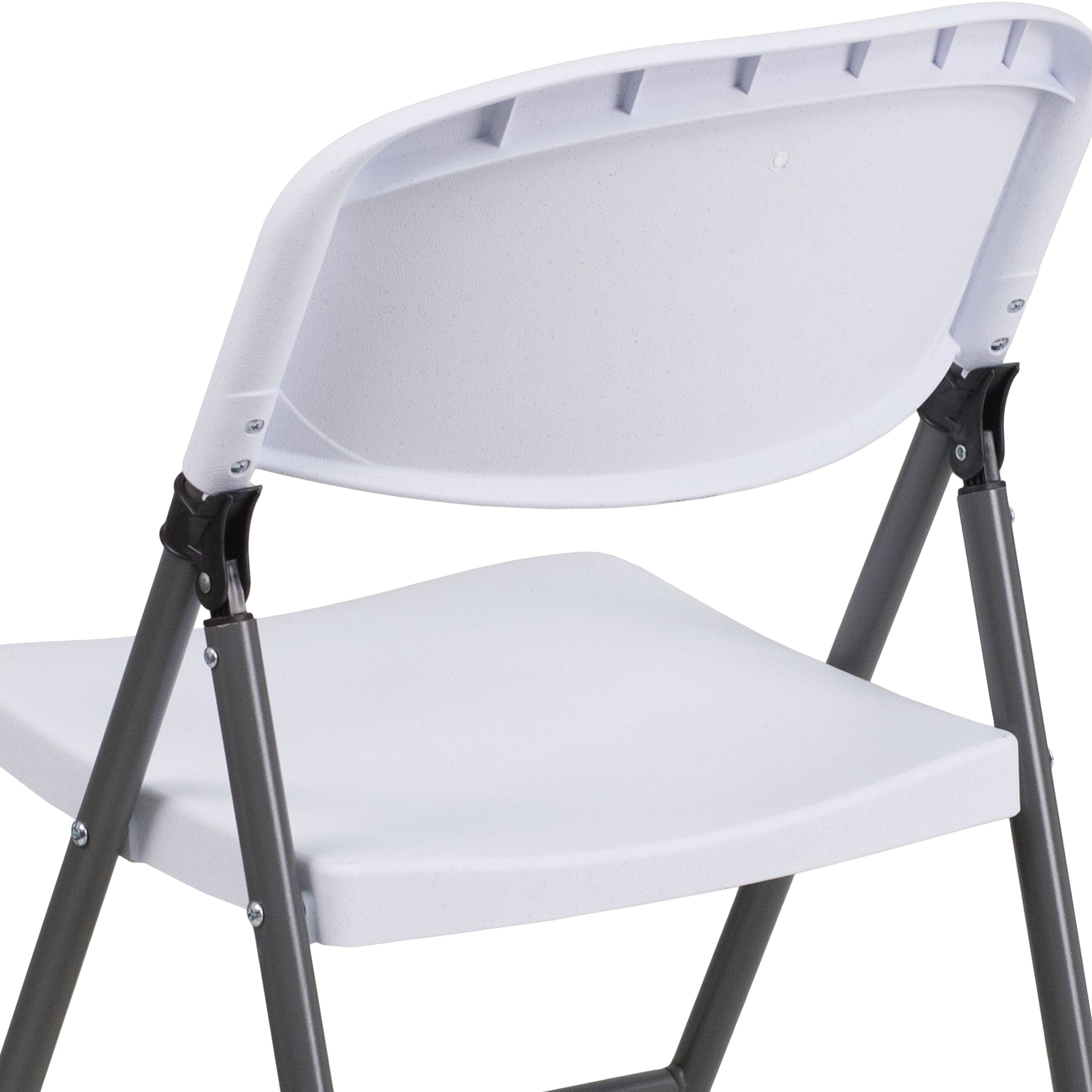 Flash Furniture 6 Pack HERCULES Series 330 lb. Capacity Granite White Plastic Folding Chair with Charcoal Frame