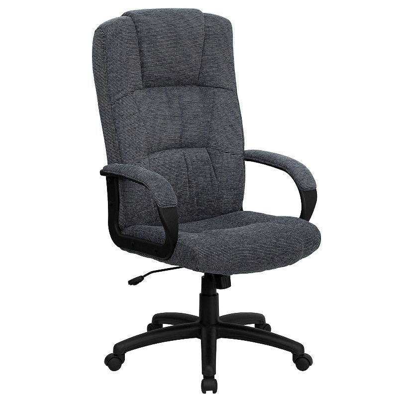 Emma and Oliver High Back Navy Blue Fabric Executive Swivel Office Chair with Arms