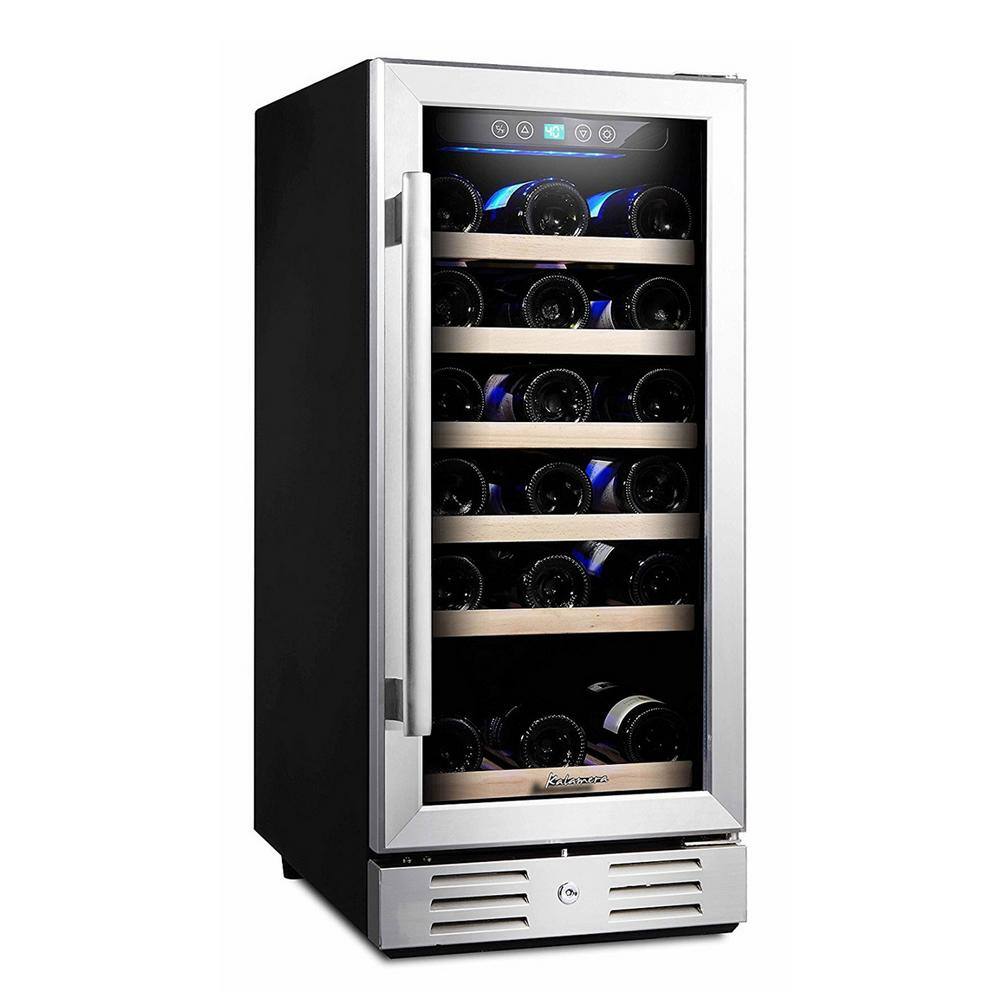 Kalamera 15 in. Built-In 30-Bottle Single Zone Wine Cooler Compressor KRC-30SZB