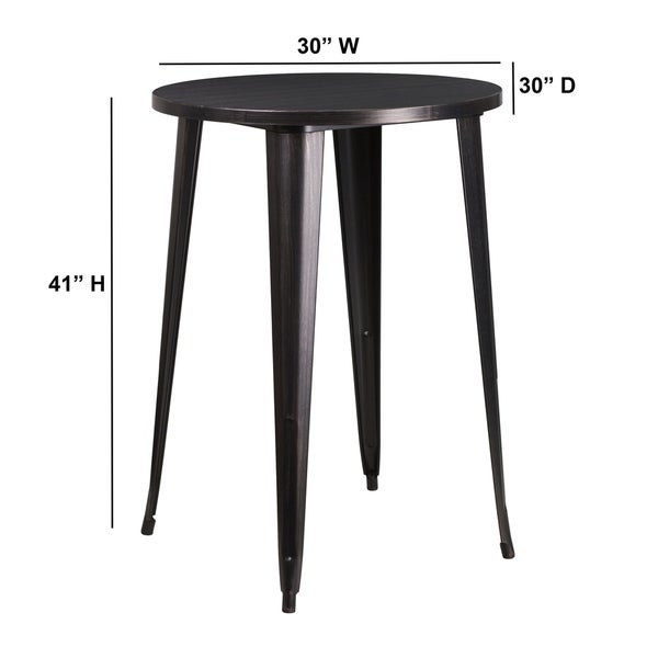 30'' Round Metal Indoor-Outdoor Bar Height Table