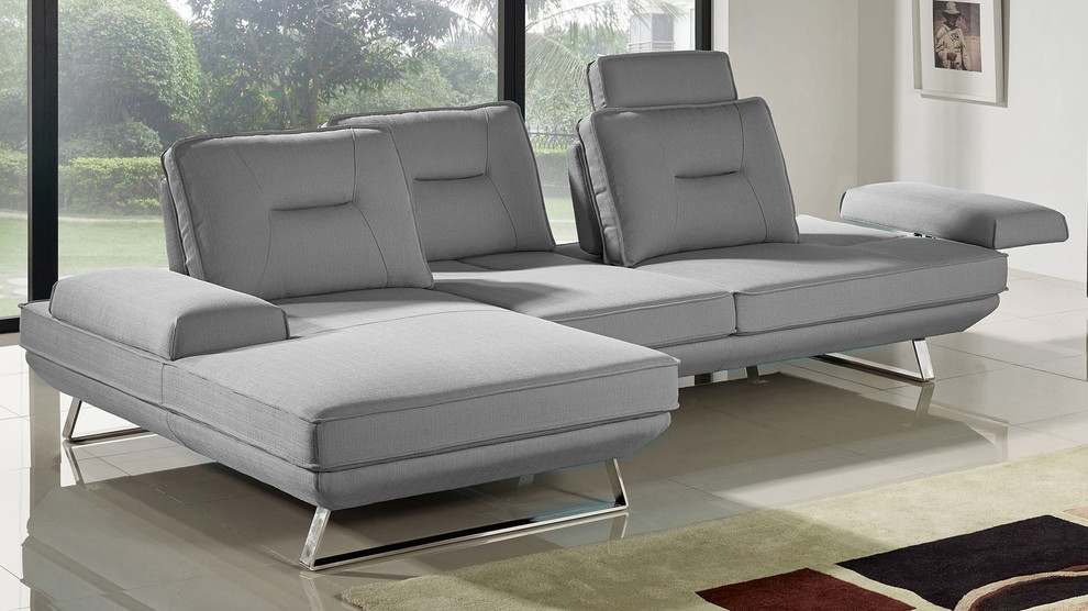 Modern Light Gray Fabric Sondra Sectional   Contemporary   Sectional Sofas   by Zuri Furniture  Houzz