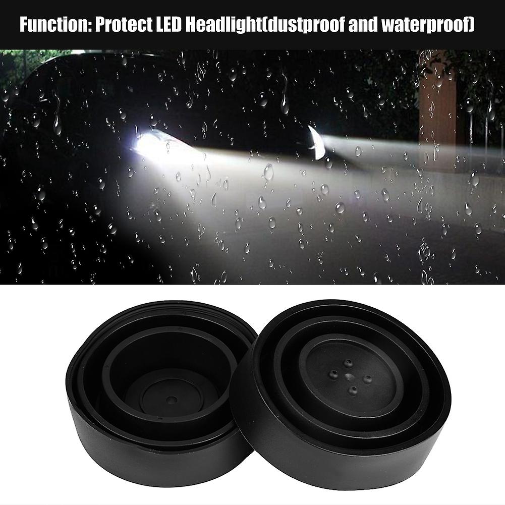 2pcs Universal Sealed Rubber Car Led Headlight Dust Cover Housing Seal Cap 100mm Black Type C