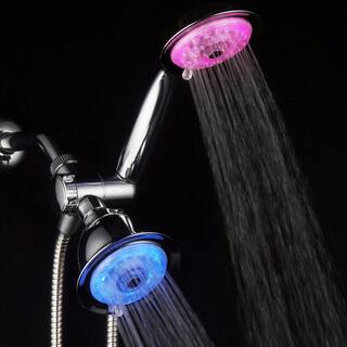 Luminex 24-spray 4 in. Dual Shower Head and Handheld Shower Head with LED Lighted in Chrome 1498