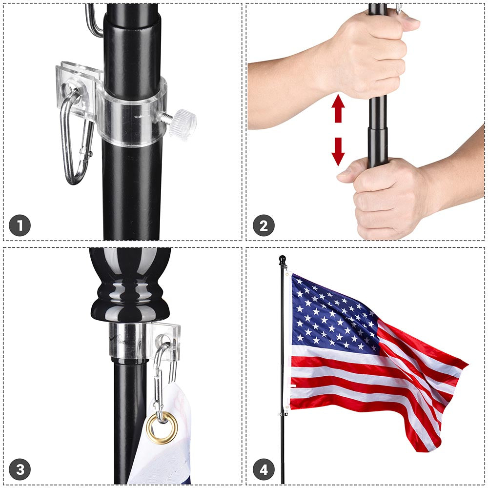 Yescom 6' American Aluminum Telescopic Flag Pole Set