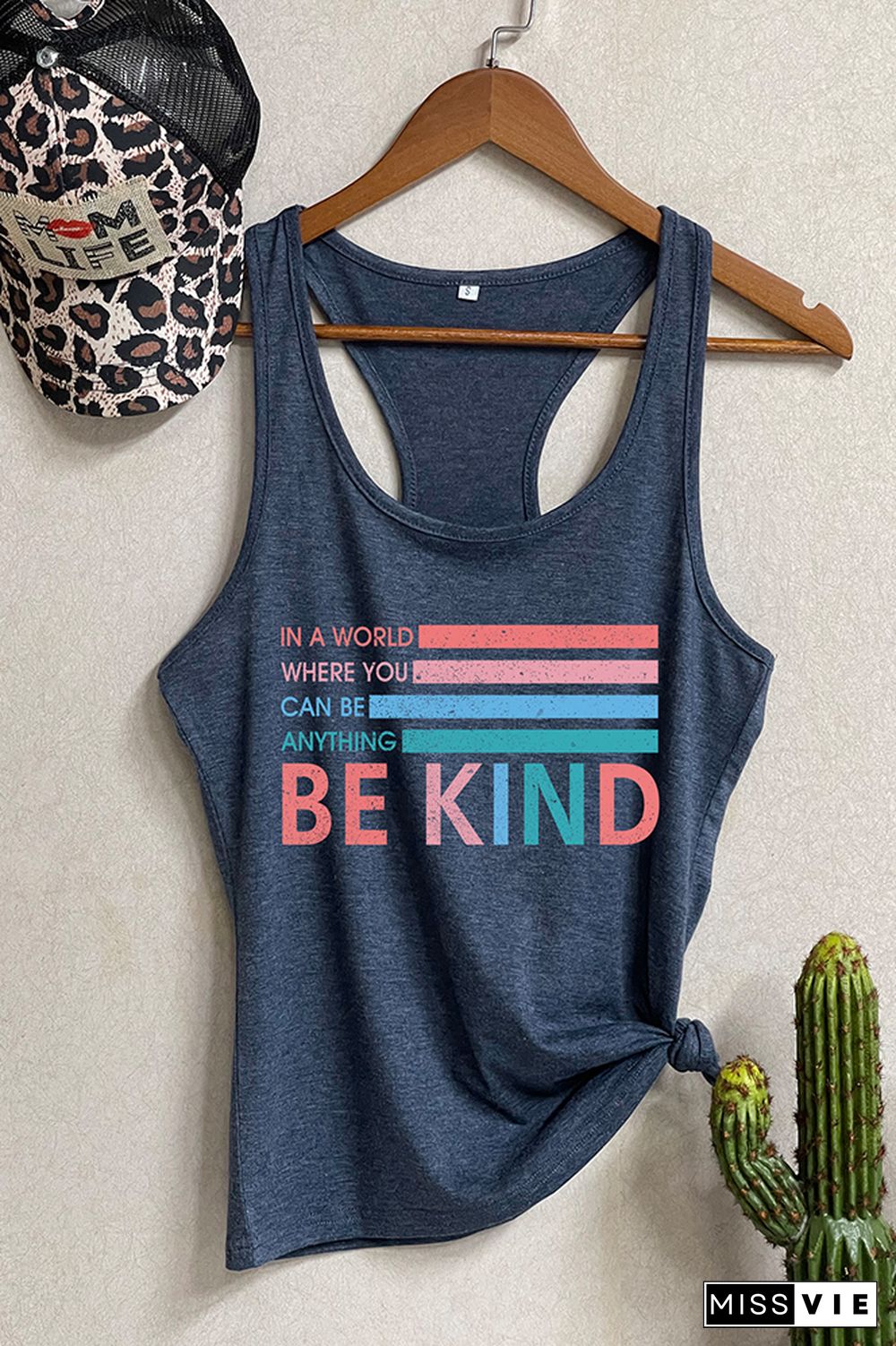 Be Kind Printed Sleeveless Tank Top Wholesale