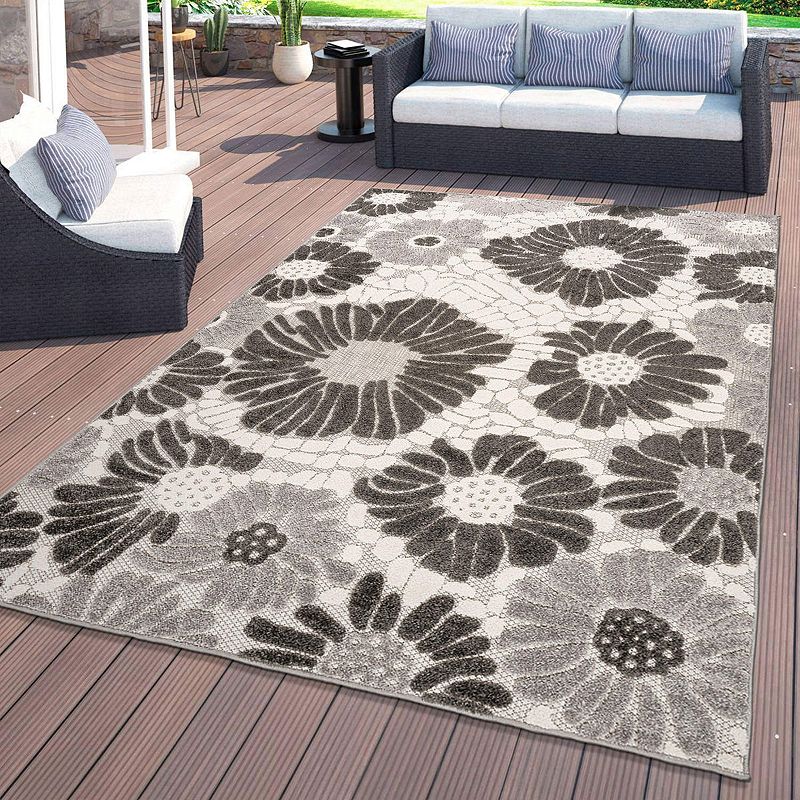 World Rug Gallery Palermo Modern Floral Flowers Indoor Outdoor Rug