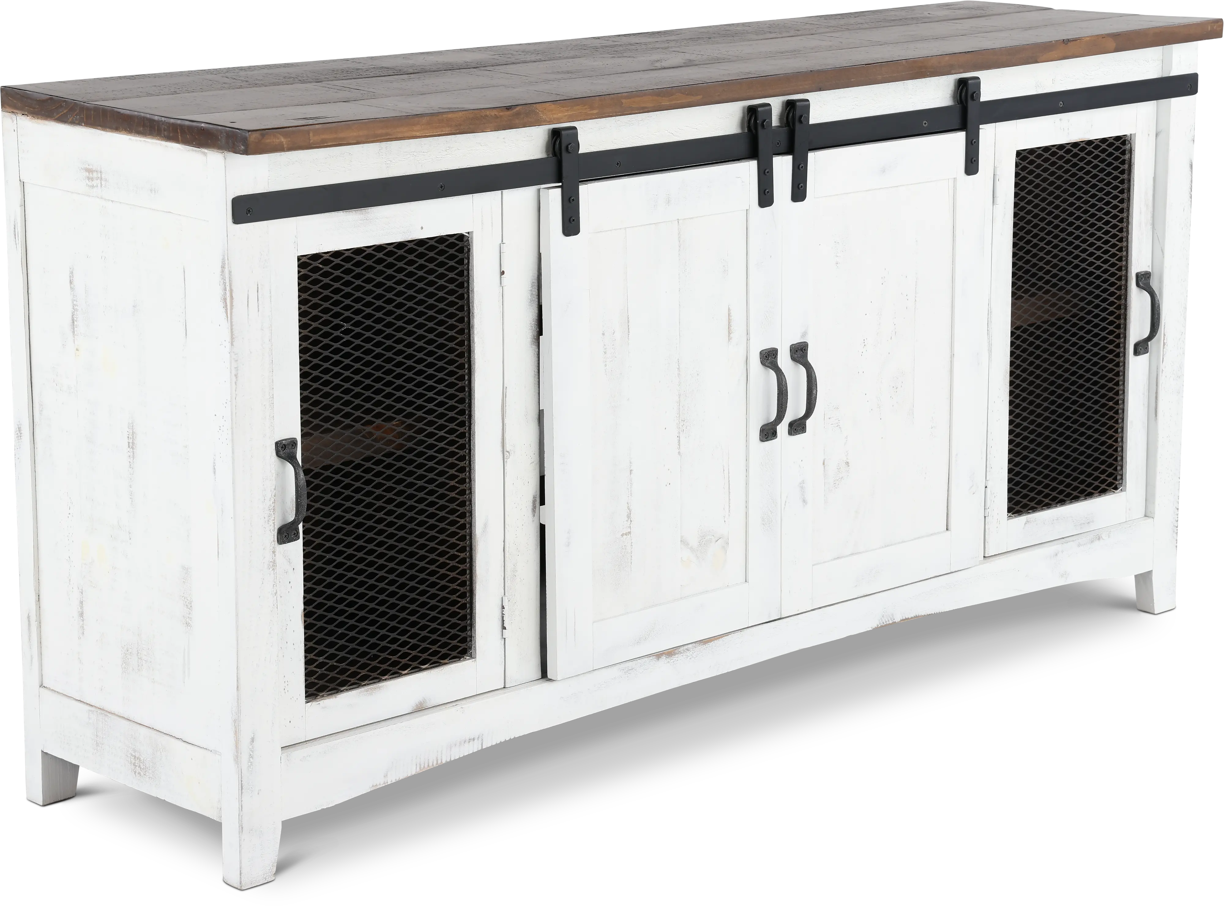 Pueblo Rustic White 68 TV Stand