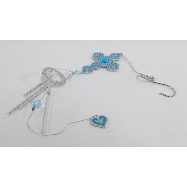 Birthstone Cross Windchime in March Aquamarine