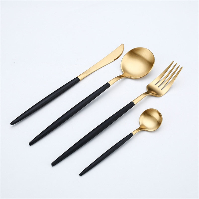 Rose Gold Tableware Set Stainless Steel Cutlery Set Western Food Tableware Luxury Fork Teaspoon Knife Cutlery Set fork spoon