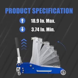 TCE 3-Ton Low-Profile Aluminum Floor Jack with Dual Piston Speedy Lift Blue AT830003XLU