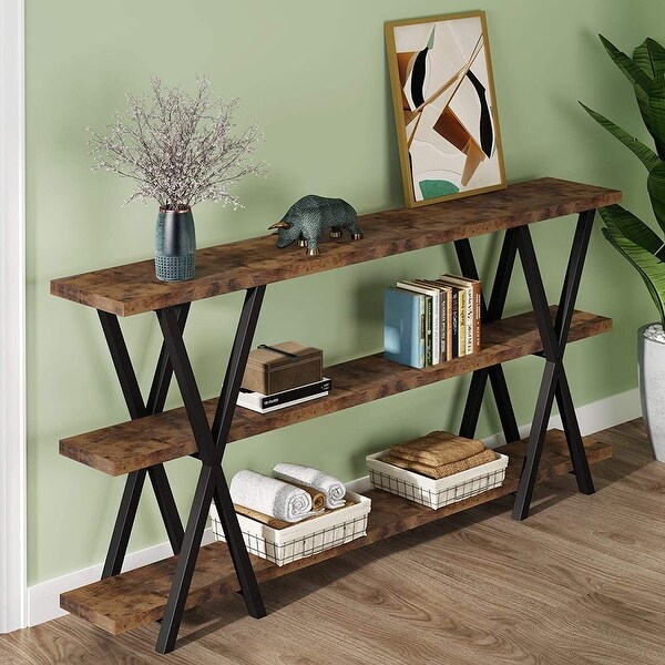 70.9 Inch 3 Tier Extra Long Console Table with Storage for Entryway Living Room