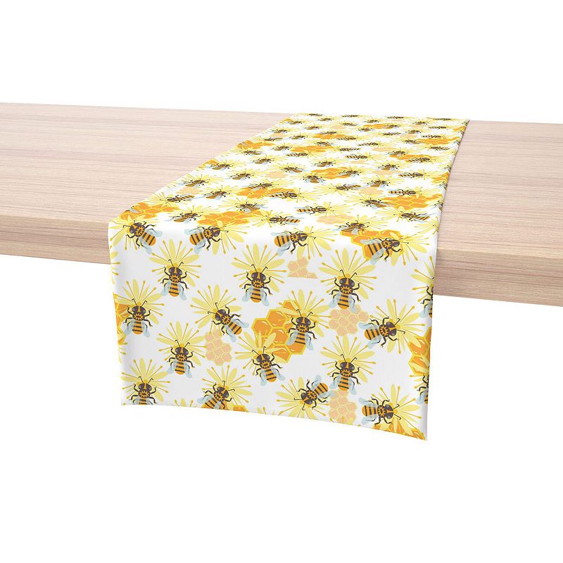 Table Runner， 100% Cotton， 16x72， Honey Bee Sketch