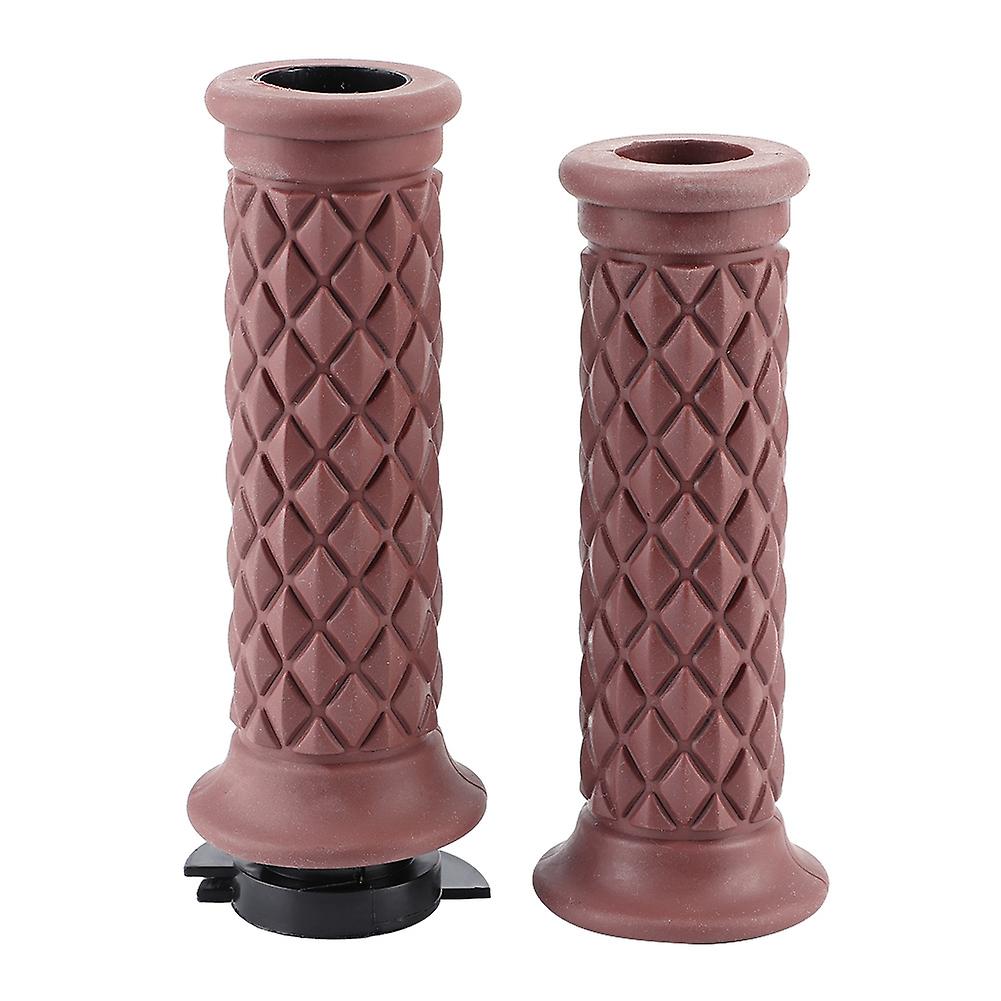 2pcs 7/8in Motorcycle Handle Grip Retro Style Anti-slip Handlebar Modified Riding Partscoffee