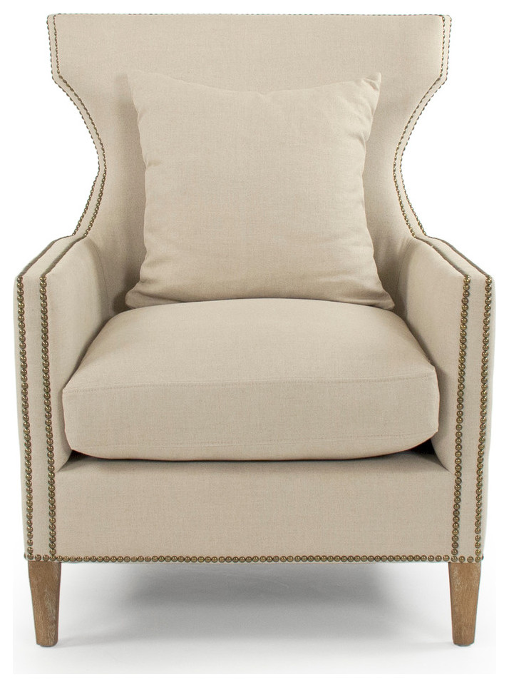 Aldrich Club Chair  Natural Linen   Transitional   Armchairs And Accent Chairs   by Zentique  Inc.  Houzz