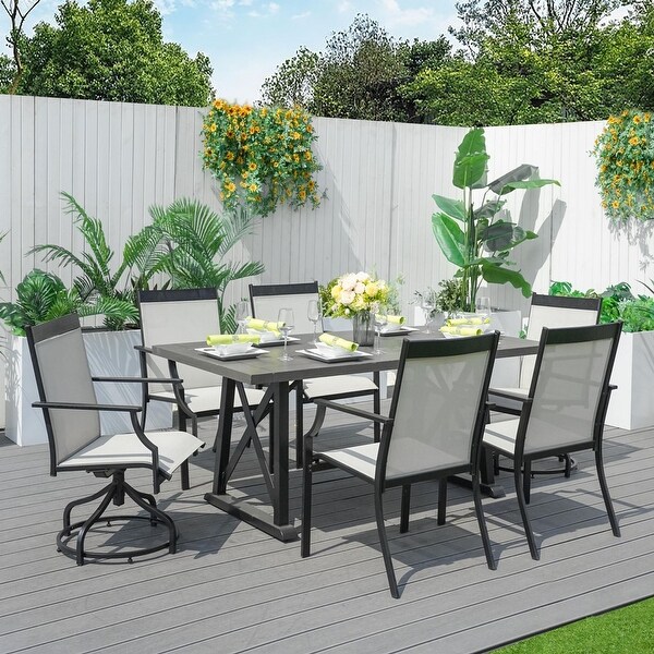 Outdoor 7Piece Iron Rattan Dining Set (You can choose one set or a single piece)