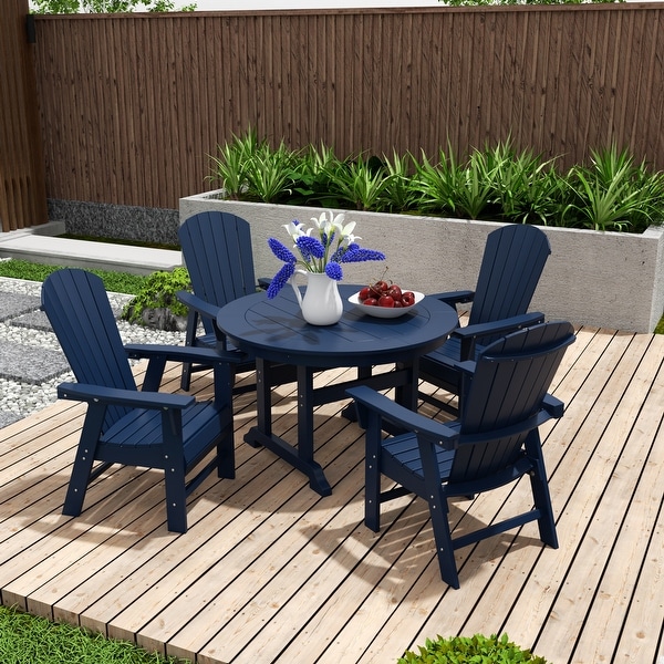 Polytrends Altura 5Piece Round Poly EcoFriendly All Weather Outdoor Dining Set