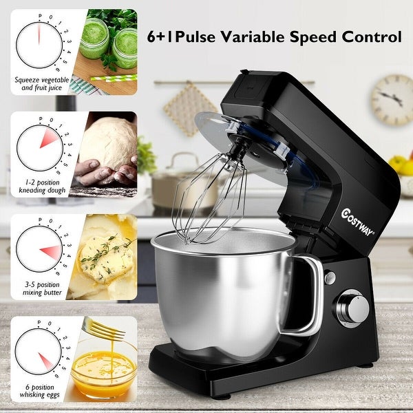 3-in-1 Multi-functional 6-speed Tilt-head Food Stand Mixer - 13.5