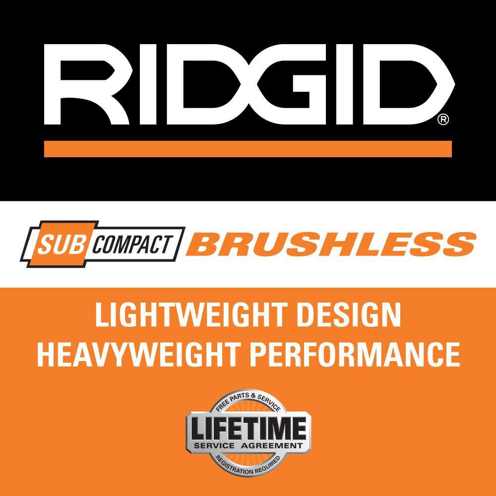 RIDGID 18V SubCompact Brushless Cordless 38 in. Impact Wrench and 18V SubCompact Brushless 12 in. Impact Wrench (Tools Only) R872102SBN