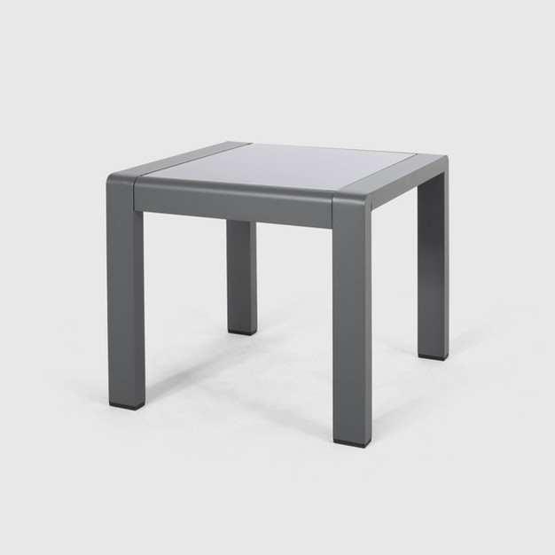 Cape Coral 2pk Aluminum Patio Side Table Gray Christopher Knight Home