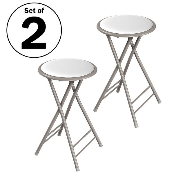 Set of 2 Counter Height Bar Stools - 24-Inch (White)