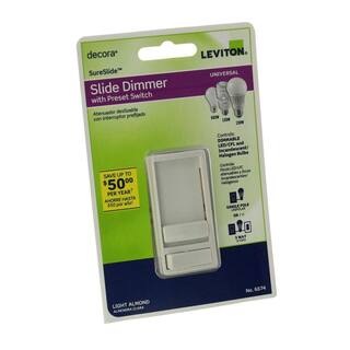 Leviton SureSlide 600-Watt Single Pole and 3-Way Incandescent-CFL-LED Slide Dimmer 2-Pack Light Almond VT2-06674-HT2