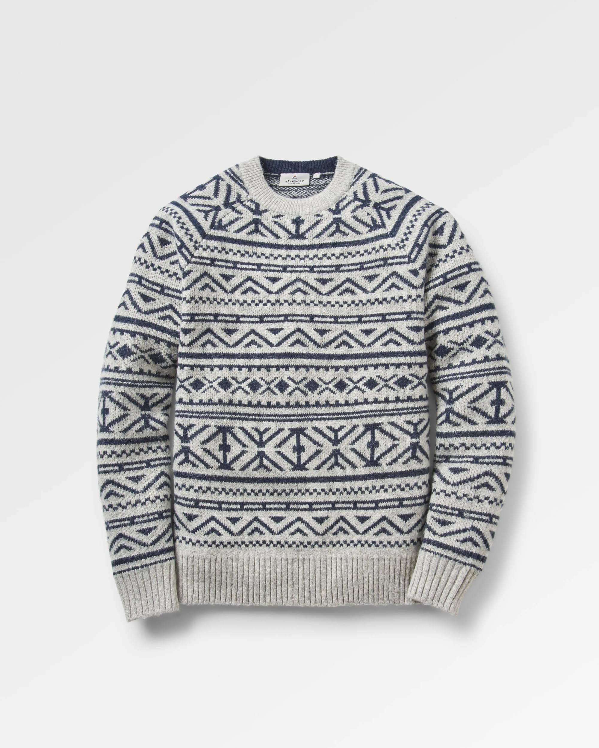 Cutback Fairisle Knitted Jumper - Grey Marl