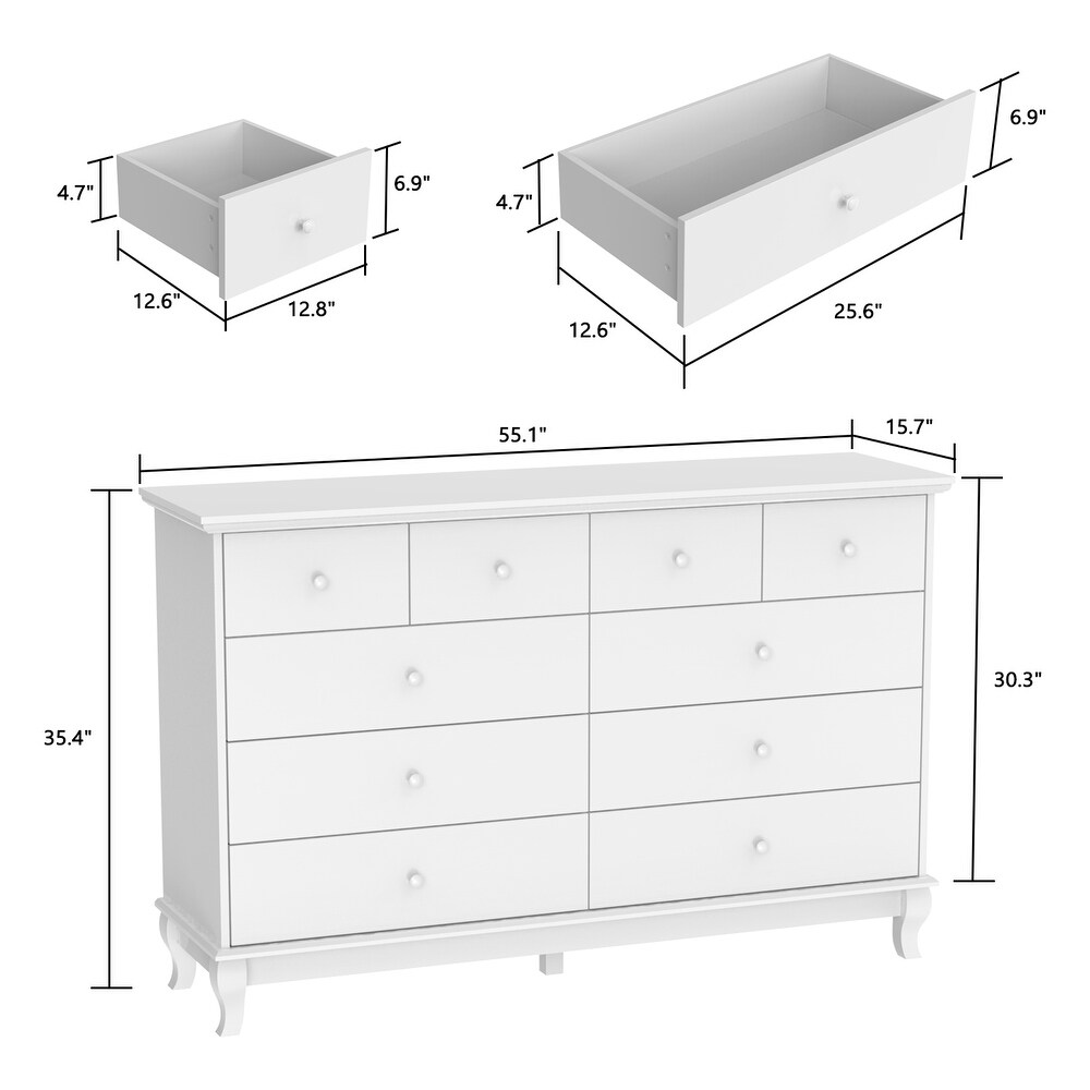 Timechee Lacquer Dresser Long Dresser for Bedroom Chest of Drawers