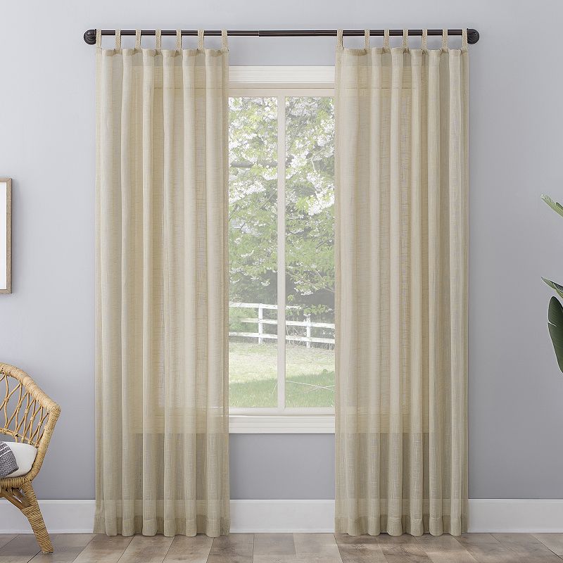 No. 918 Ceri Linen Texture Jute Tabs Semi-Sheer Tab Top Window Curtain