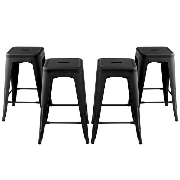 Gymax 24'' Set of 4 Barstool Counter Height Metal Bar Stool Stackable