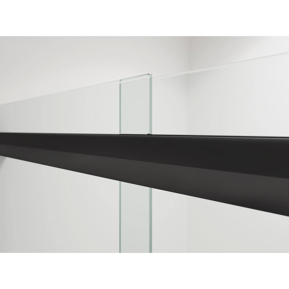 KOHLER Pleat 59.625 in. x 63.5625 in. Frameless Sliding Bathtub Door in Matte Black with Crystal Clear Glass K-707602-8L-BL